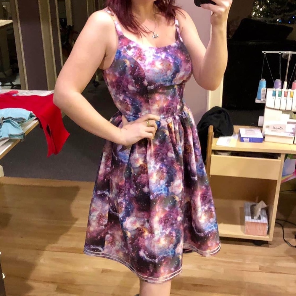 Purple Nebula Galaxy Retro Pinup Swing Dress